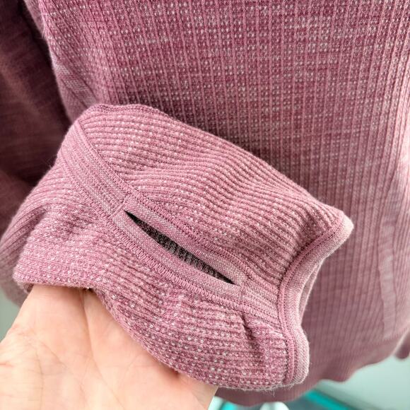 Lululemon NWOT Swiftly Tech Sz 10 / Large Pink Waffle Knit Long Sleeve Shirt - Picture 4 of 6